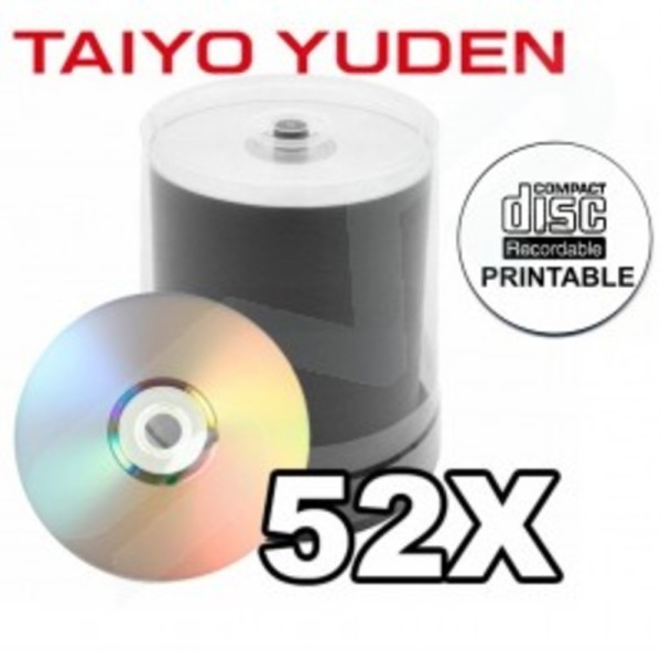 JVC Taiyo Yuden CD-R 80min Print Plus White FF Printable 48x 100 Pack