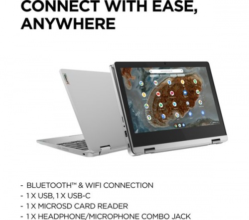 LENOVO IdeaPad Flex 3 11.6in 2-in-1 Grey Chromebook - MediaTek MT8183 4GB RAM 64GB eMMC - Chrome OS | Up to 16 hours
