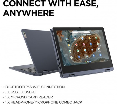 LENOVO IdeaPad Flex 3i 11.6in 2-in-1 Grey Chromebook - Intel Celeron N4500 4GB RAM 64GB eMMC - Chrome OS