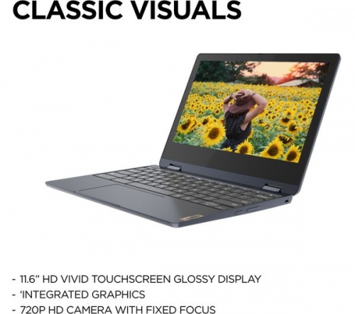 LENOVO IdeaPad Flex 3i 11.6in 2-in-1 Grey Chromebook - Intel Celeron N4500 4GB RAM 64GB eMMC - Chrome OS