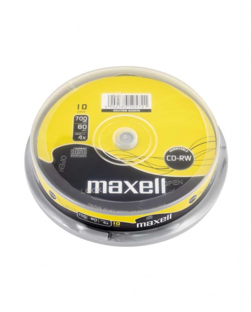 Maxell CDRW RE-WRITABLE CD Disks(10 Pack) Spindle - 624039